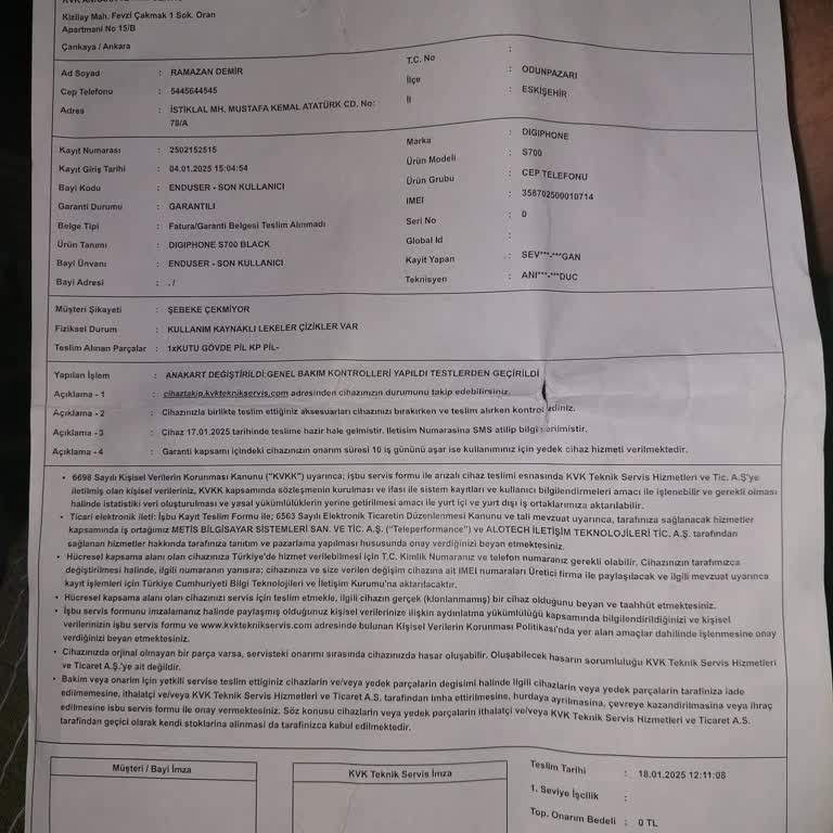 Digiphone S700 İle Sürekli Şebeke Sorunu