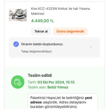Kcc4325w Model Halı Yıkama Makinesi: Güvenlik Sorunu Ve Parçalanan Temiz Su Aparatı