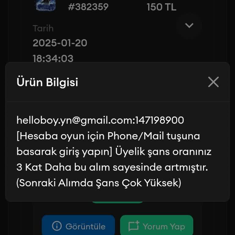 Oyun Dinar'dan Aldığım Ürünle İlgili Sorunlar