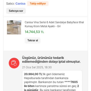 Beklenen Ürün İptali Ve Mağduriyet