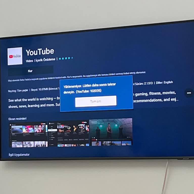 Samsung QLED TV'de Youtube Uygulama Hatası Ve Kurulum Sorunu