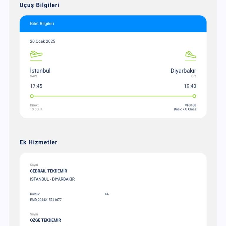 Uçuşta Satın Alınan Koltukların Başkalarına Verilmesi