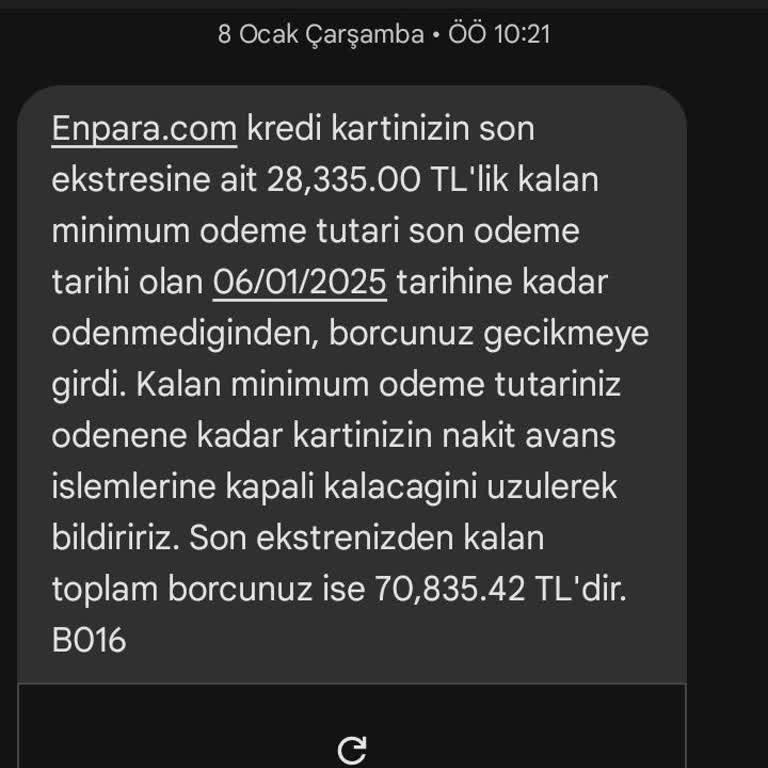 Enpara'nın Kredi Kartı Yapılandırma Talebimi Reddetmesi