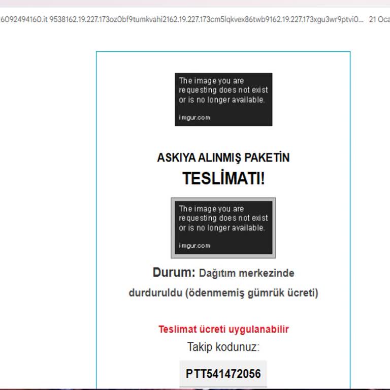 PTT Kargo Adıyla Gelen Sahte Maillerden Rahatsızlık