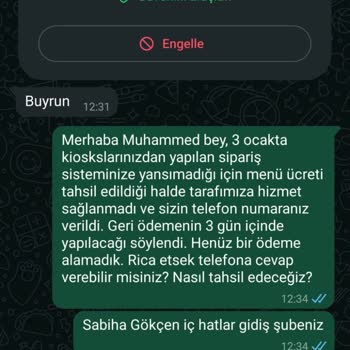 Havalimanı Burger King'de Kiosk Sorunu Ve İade Problemi
