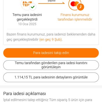 Temu İptal Edilen Siparişin İadesi Yapılmadı