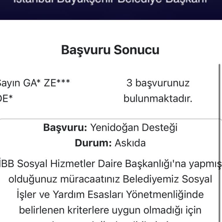 İstanbul Büyükşehir Belediyesi Yeni Doğan Destek Paketi Başvurusu: Anlam Verilemeyen Olumsuz Yanıt