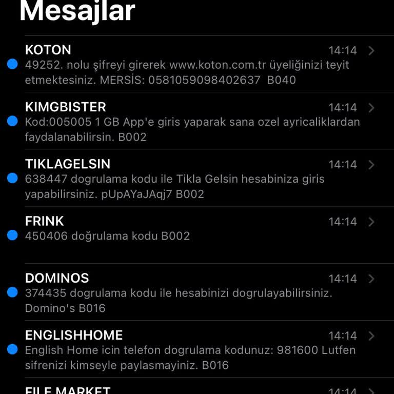 Tanımadığım Markalardan Gelen Kod Mesajları