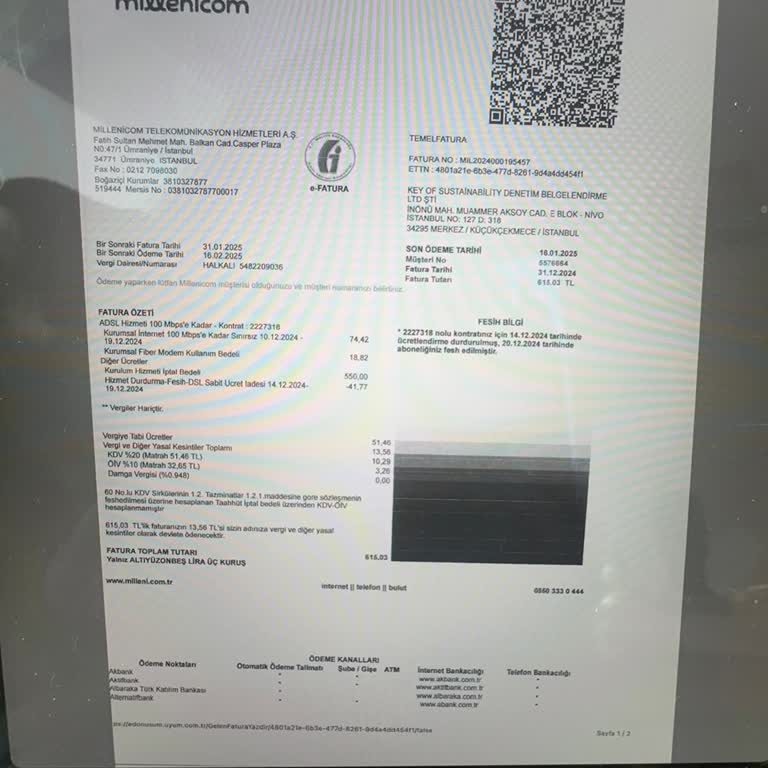 Kullanılmayan Hizmet İçin Haksız Faturalandırma