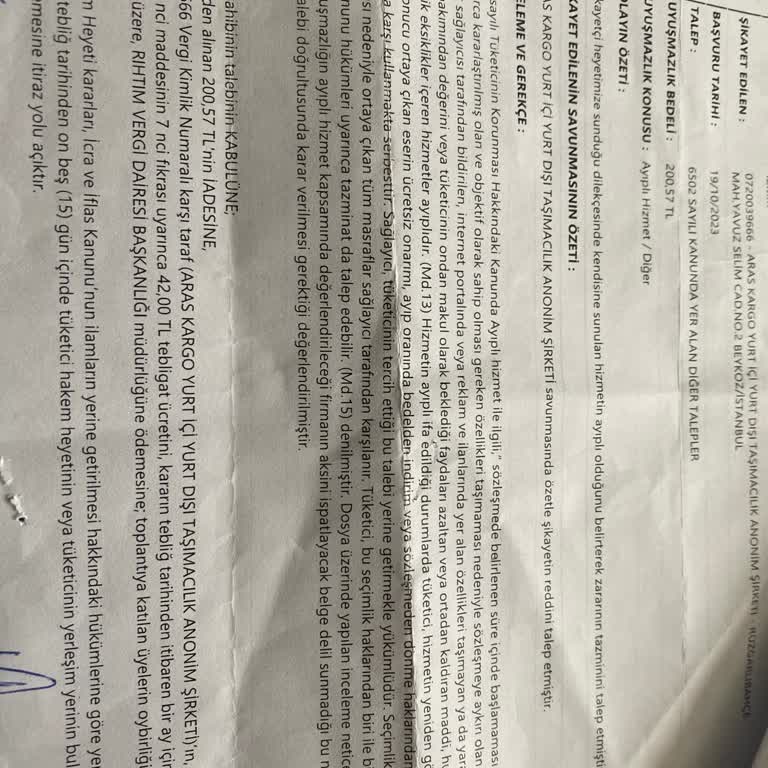 Aras Kargo'nun Mahkeme Kararına Uymaması Ve Kötü Müşteri Hizmetleri