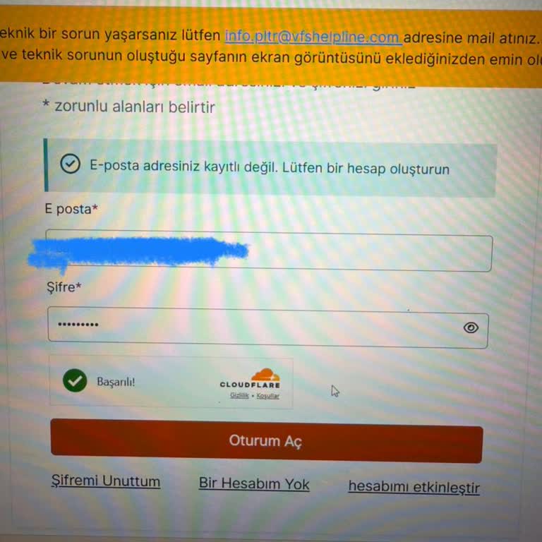 VFS Global Giriş Sorunu Ve Kayıt Hatası