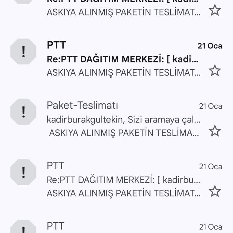 PTT Kargo Adına Gelen Sahte E-postalar