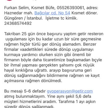 Getir Yemek İle İletişim Sorunları