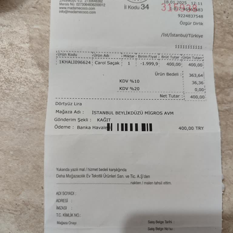 Halı İadesinde Nakit Ödeme Sorunu