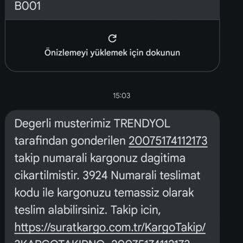 Sürat Kargo Cevizli Migros Şubesi Teslimat Sorunu