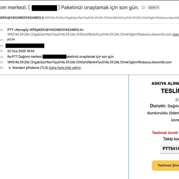 PTT Kargo Adına Gelen Sahte E-postalarla Mağduriyet