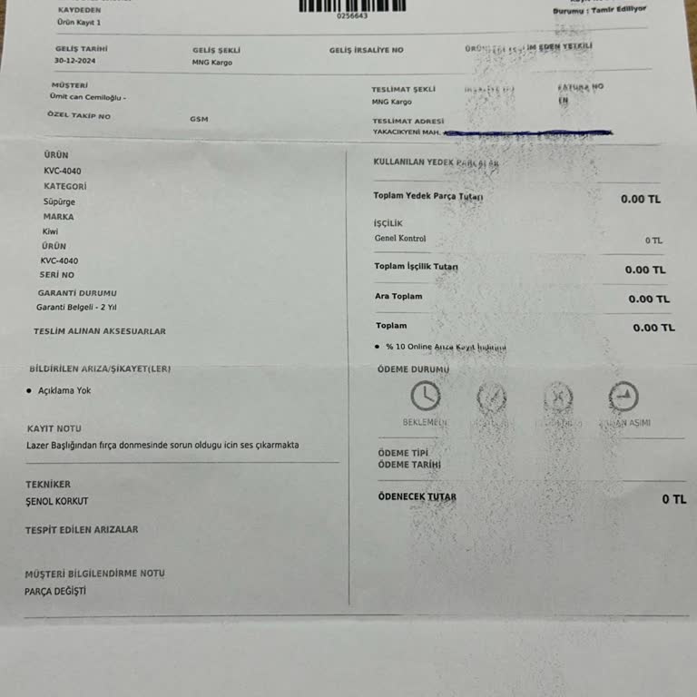 Kiwi Süpürge: Arızalı Parça Ve Yetersiz Servis