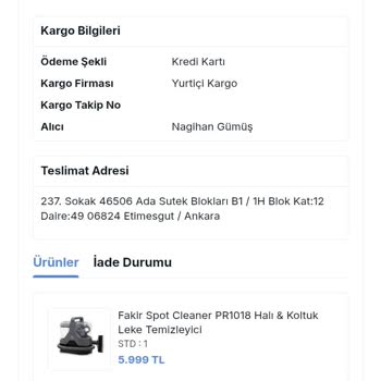 Teslim Edilmeyen Halı Yıkama Makinesi Siparişi