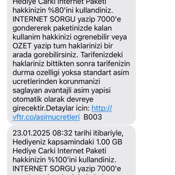 Vodafone Premium'da Anormal İnternet Tüketimi Mağduriyeti