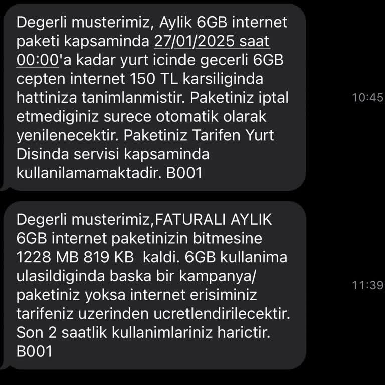 Türk Telekom'dan Aldığım Ek Paket Hızla Tükendi Ve Mağduriyetim Giderilmedi