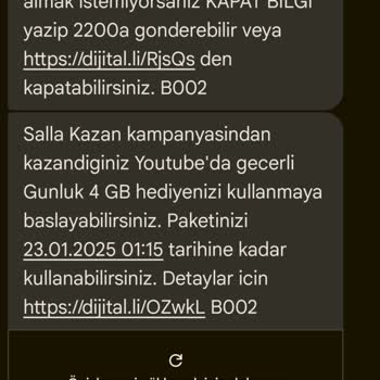 Turkcell Hediye İnternet Paketleri Tanımlama Sorunu