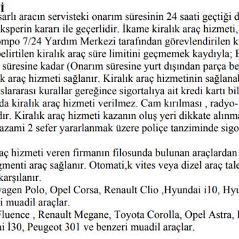 Kasko Poliçesindeki İkame Araç Hakkının İhlali