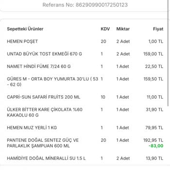 Migros Sanal Market'ten Yakın Tarihli Ürün Sorunu