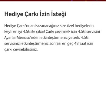 Hediye Çarkı 4.5G Hatasıyla Dönmüyor