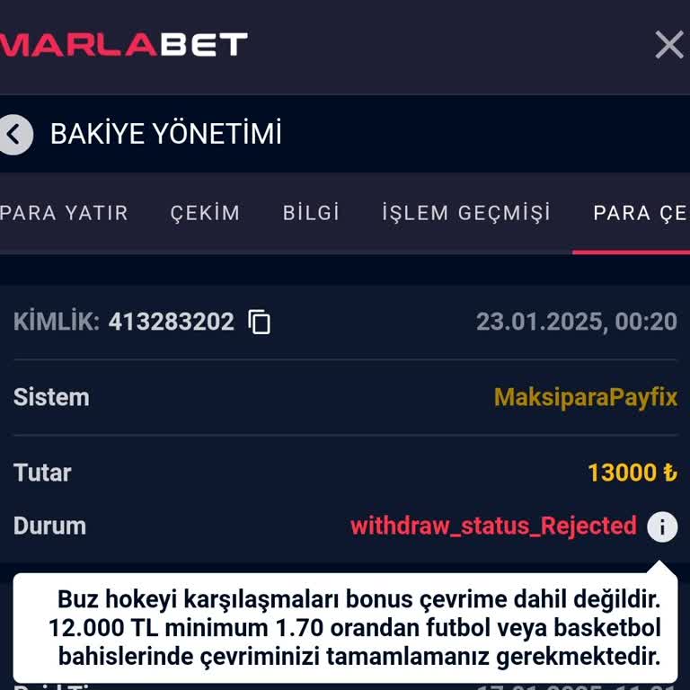 Marlabet Bahis Sitesinde 13 Bin Lira Mağduriyeti!