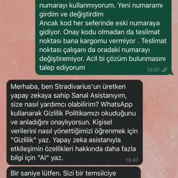 Teslimat Kodu Sorunu Ve Müşteri Hizmetleri Erişimsizliği