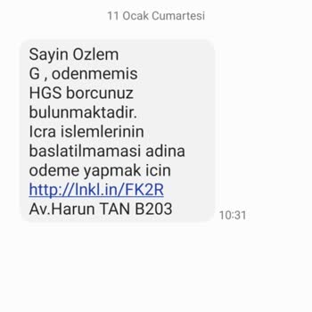 Yanıltıcı HGS Borcu Mesajları Ve Kimlik Bilgisi Güvenliği Endişesi
