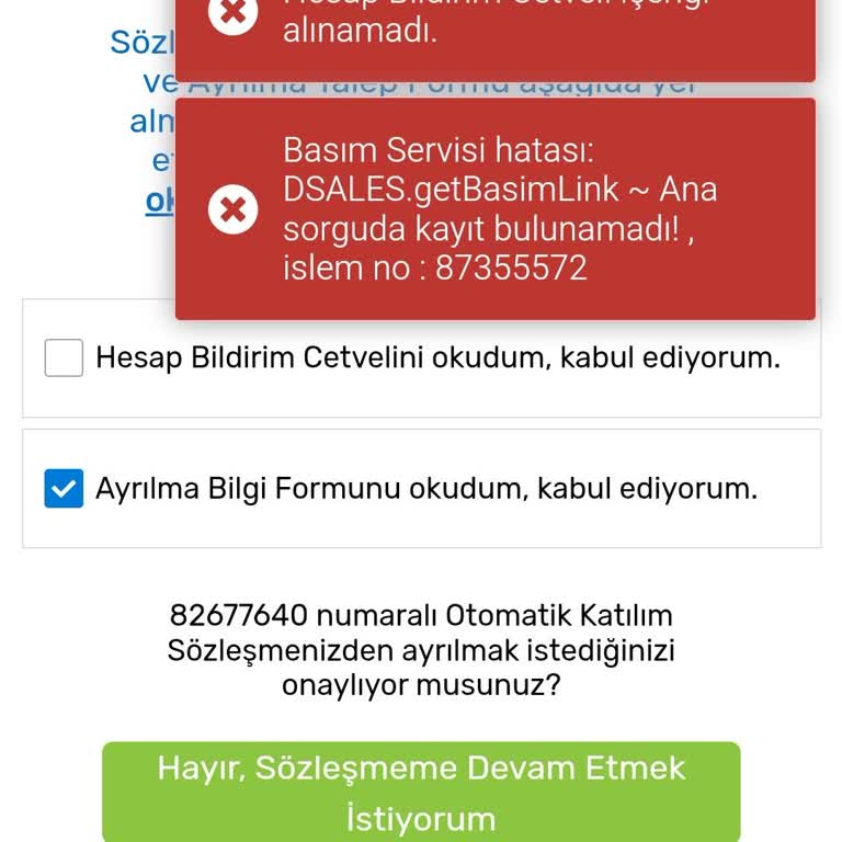 BES İptalinde Sürekli Hata: Yardım Bekliyorum