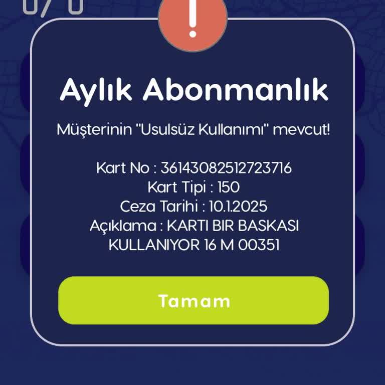 Abonman Kartım Usulsüz Kullanım Cezası Aldı, Yardım Edin