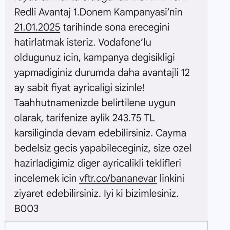 Vodafone'un Yanıltıcı Tarife Değişikliği