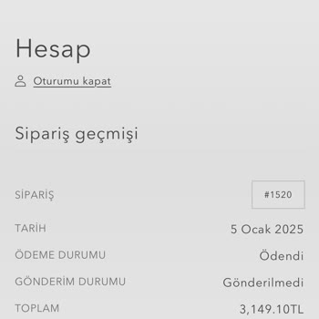 Nerel Paris 17 Gündür Ürünü Hala Gönderilmedi!