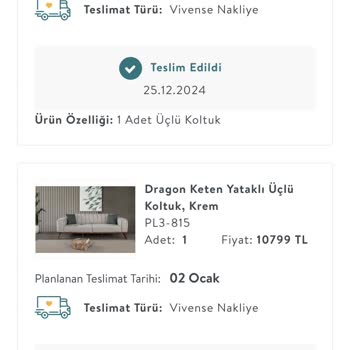 Vivense'den Gelen Yanlış Desenli Koltuklar Ve Eksik Teslimat