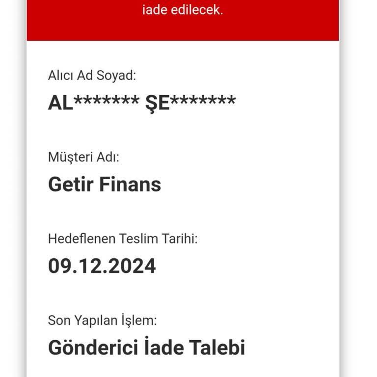 Getirfinans Kredi Kartı Teslimatında Büyük Sorun