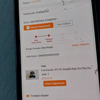 Trendyol Ans Erciyes Otomotiv Mağduriyeti