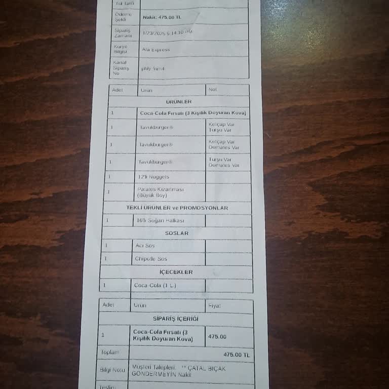 Eksik Sipariş Ve İlgisizlik Sorunu