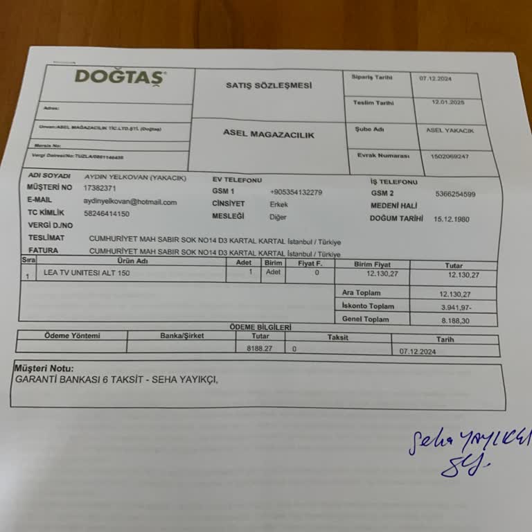 Teslim Edilmeyen TV Ünitesi: Doğtaş Mağazasından Mağduriyet