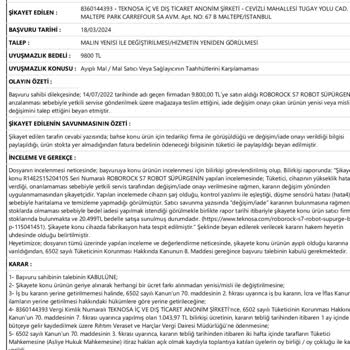 Teknosa'da Roborock Cihazı İade Sorunu