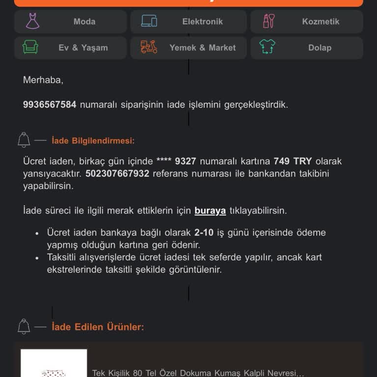 İade Sürecinde Eksik Ücret İadesi Ve Kalitesiz Ürün Sorunu