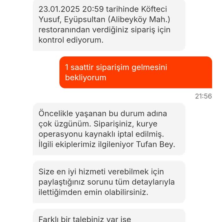 Kurye Eksikliği Nedeniyle İptal Edilen Sipariş Ve Zayıf Operasyon Yönetimi