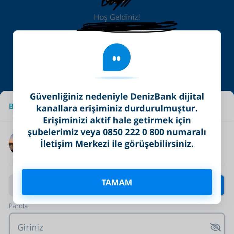 Denizbank Mobil Şube Erişim Sorunu