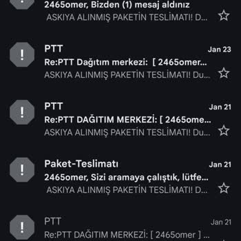 PTT Kargo Adına Gelen Sahte E-postalarla Mağduriyet Riski