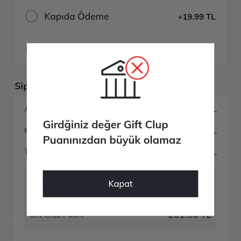 Gift Club Puanları Kullanılamıyor