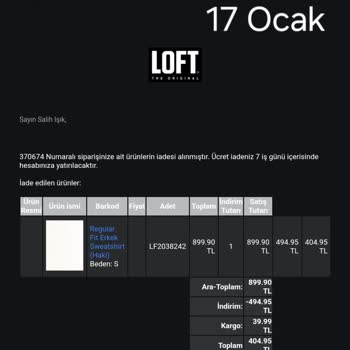 Yanlış Beden Ve Geciken İade Süreci