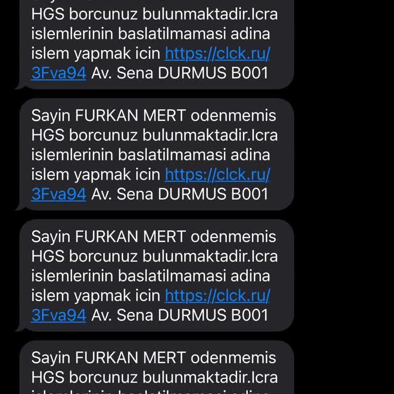 Kimlik Bilgilerimle Yapılan Sahte HGS Borcu Mesajı