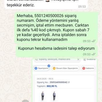 İptal Edilen Sipariş Sonrası Kullanılamayan İndirim Kuponu