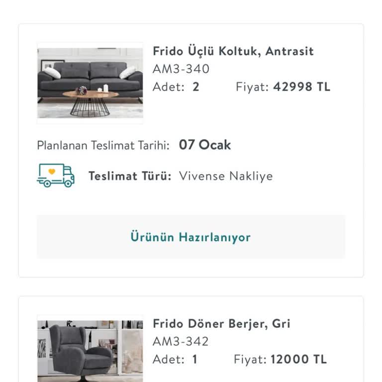Vivense'den Beklenen Koltuk Takımı Teslim Edilmedi